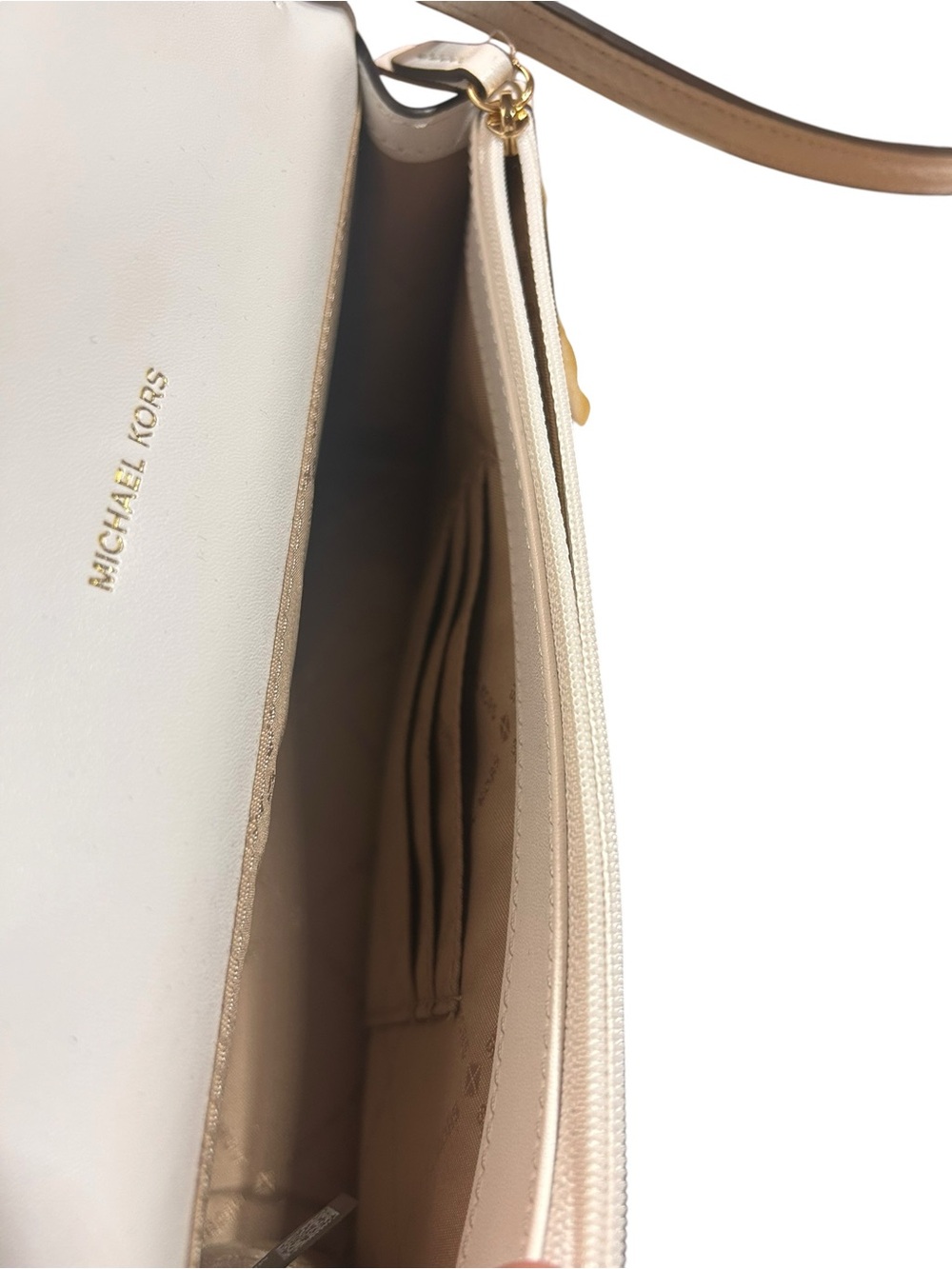 Michael Kors Optic White Pebbled Leather Flap Crossbody NWT - Picture 9 of 11